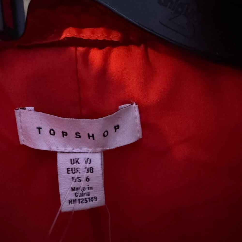 Topshop Vibrant Red Sherpa Puffer Jacket Size 6 - Picture 4 of 4